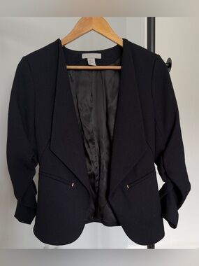 H&M Navy Midnight Blue Open-Front Blazer | Women’s Workwear | Size 4